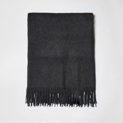 Grey tassel brushed scarf